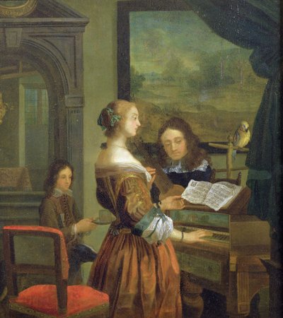 La Leçon de musique (panneau) - Willem Van Mieris